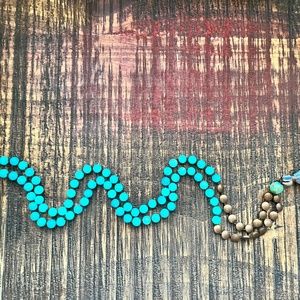 108 bead Amazonite and Hematite mala